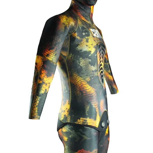 Combinaison de chasse sous marine Denty Spearfishing Anaconda Marron Or 5 mm