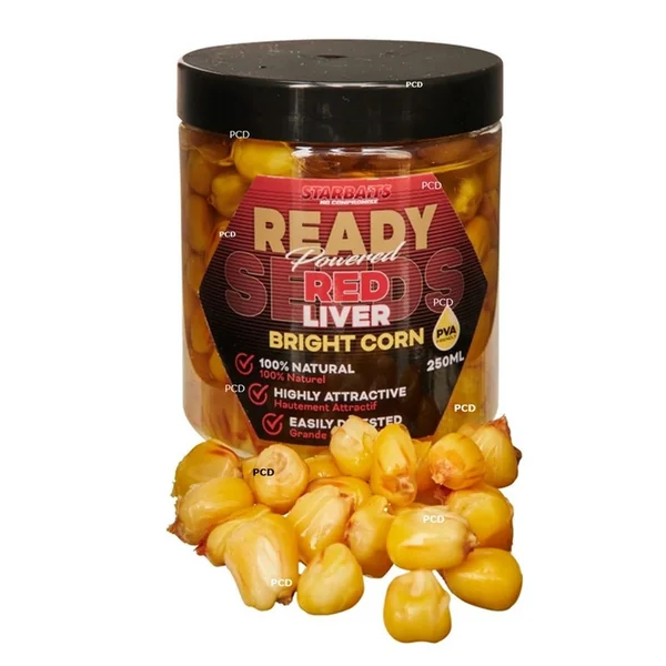 Graines Préparées Starbaits Maïs Ready Seeds Bright Corn Red Liver 250ML