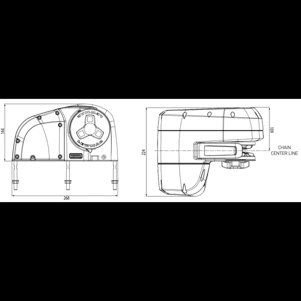 Guindeau Lewmar Horizontal Serie HX1 12V - 800W sans poupée 8mm