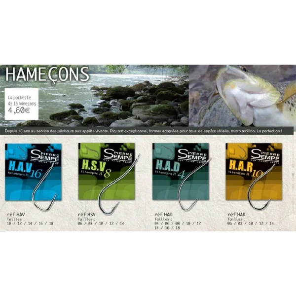 HAMECON DE PECHE HAV PIERRE SEMPE APPATS VIVANTS - HAV Appâts Naturels N°14