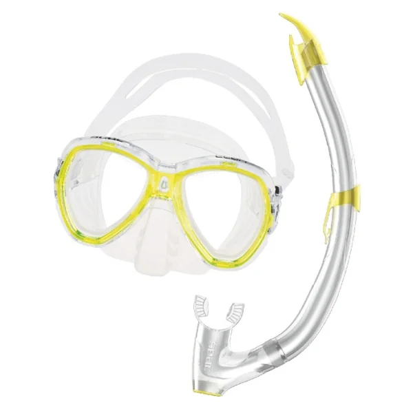 Kit Masque silicone Tuba purge Snorkeling Seac sub Elba Jaune Adulte