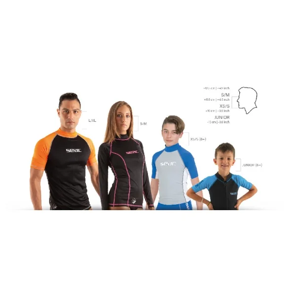 Masque Facial intégral Snorkeling Seac Unica Adulte Noir/Orange L/XL