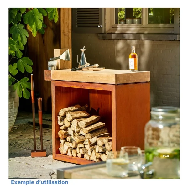 Meuble Butcher Block Storage 90 Corten Et Bois De Teck Ofyr