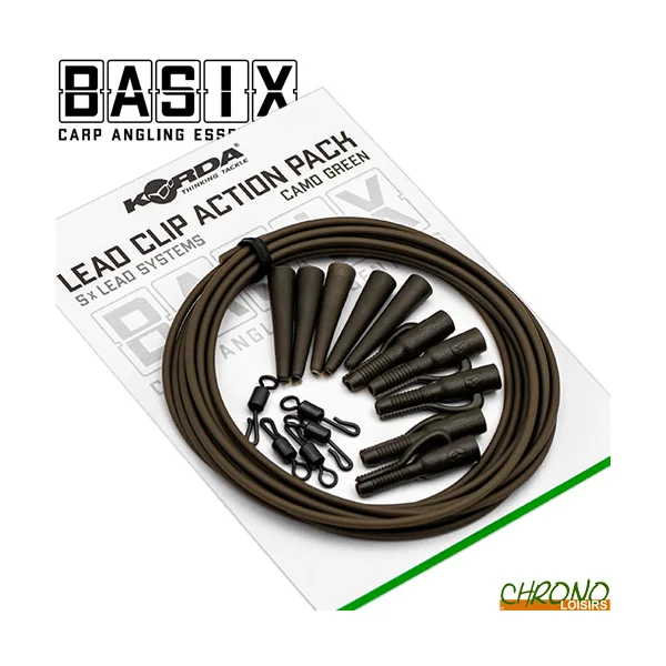 Montage Korda Basix Lead Clip Action Pack Camo Green (par 5)