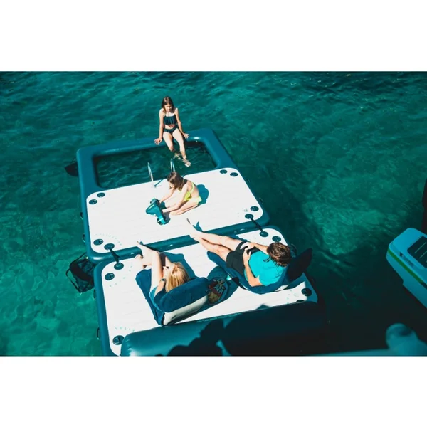 Pack plateforme gonflable bateau piscine Jobe Infinity island small avec gonfleur