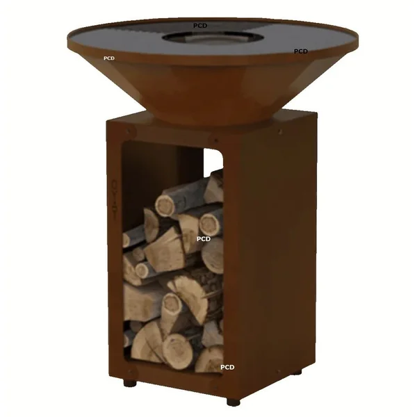 Pack Promo Braséro Oyat B.B.O 78 Cognac En Acier Corten Avec Grille De Cuisson Et Housse