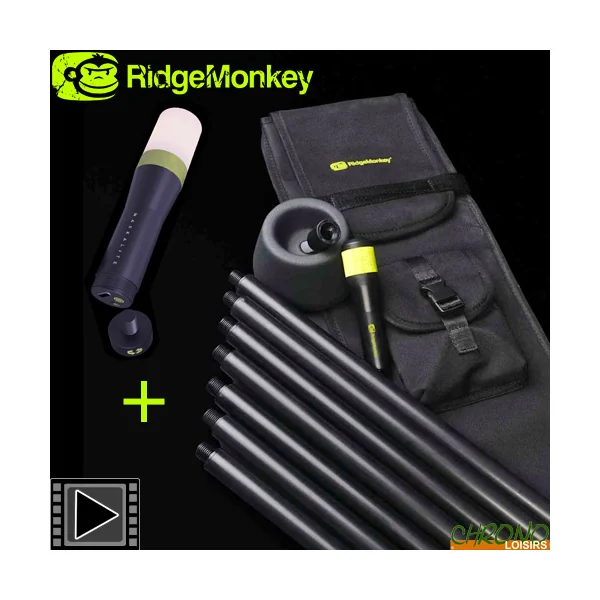 Pack RidgeMonkey Marqueur Markapole 7m + Balise Lumineuse Markalite