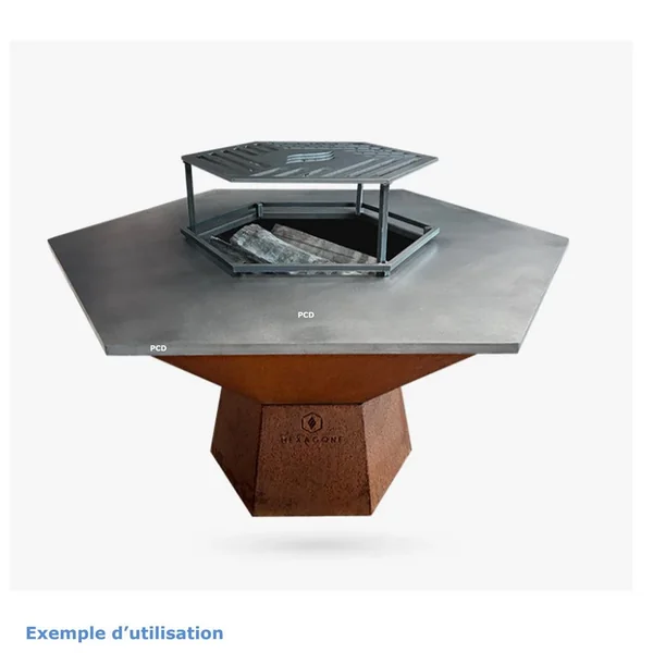 Pied Bas En Acier Corten Pour Braséro Hexagone Agape 85