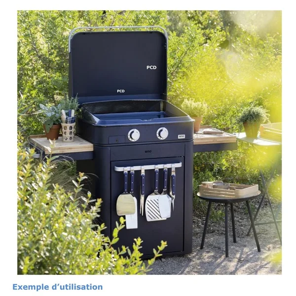 Plancha A Gaz Sur Chariot Eno Combo Enosign 65 Bleu Navy