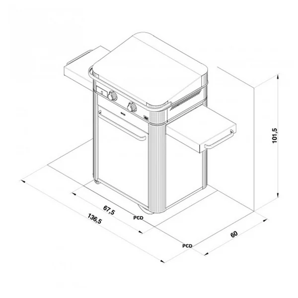 Plancha A Gaz Sur Chariot Eno Combo Enosign 65 Noir Et Inox
