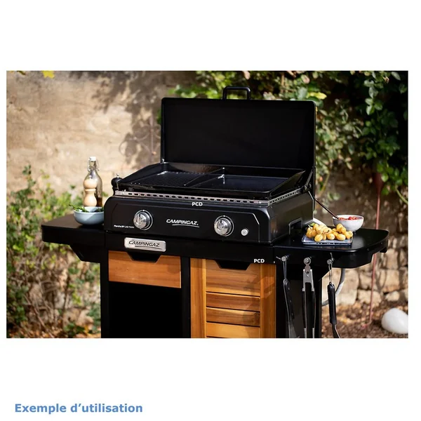 Plancha Gaz Campingaz Blue Flame LX En Fonte Emaillée Avec Housse Et Couvercle