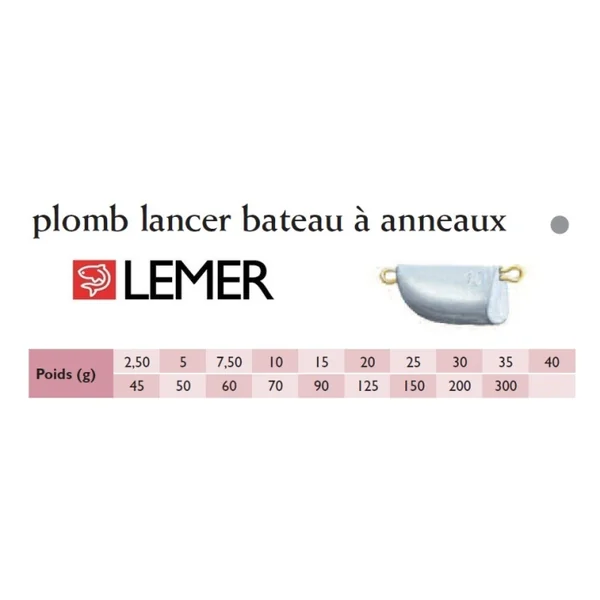 Plombs lancer bateau à anneau sachet de 2 en 10 gr