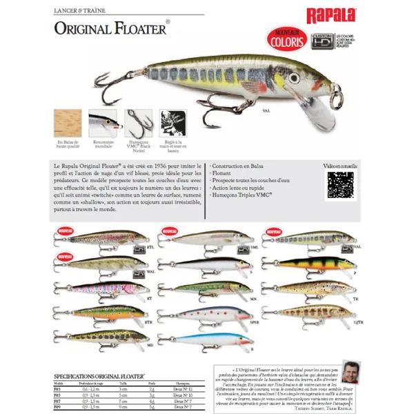 Poisson nageur Rapala Original Flottant 5 cm 3 g VAL Live Vairon