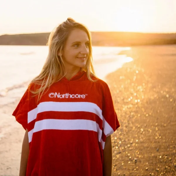 Poncho de bain Northcore Beach Basha Rouge à rayure