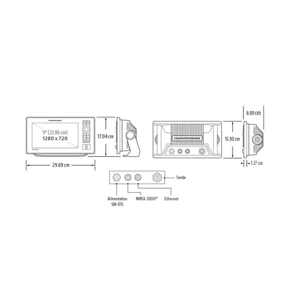 Sondeur GPS Humminbird Xplore 9 CHIRP XD + Sonde 50/200 KHz