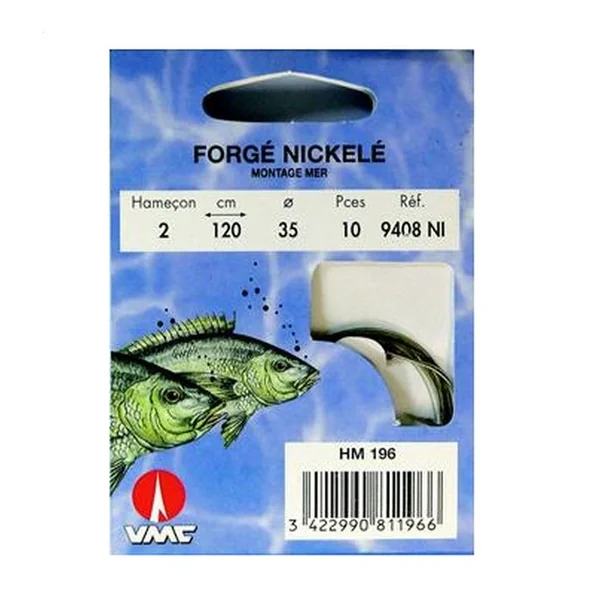Spécial Mer Forgé Nickelé 9408 NI 120 cm Hameçons N° 6 sur Nylon 28/100