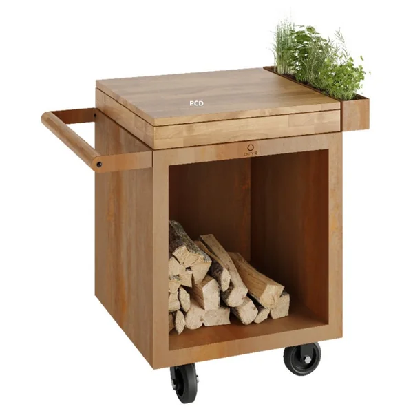 Table Corten 65 Pro Bois De Teck Ofyr